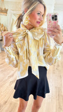 Cream Gold Metallic Jacquard Chiffon Blouse