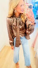 Olive Animal Print Neck Tie Top