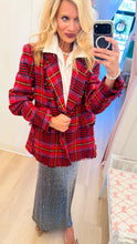 Red Multi Metallic Plaid Jacket