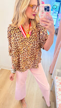 Leopard Contrast Dolman Sleeve Top
