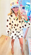 Brown Polka Dot Long Sleeve Short Ruffle Hem Set