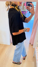 Black Oversized Short Sleeve Top