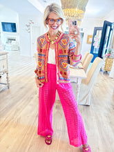 Taupe and Pink Colorful Heart Knit Cardigan