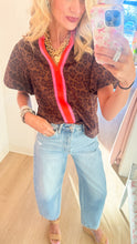 THML Leopard Print Colorblock Top