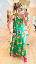 Green Tiger One Shoulder Dress
