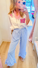 Blue Gingham Layered Ruffle Hem Pants