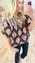 THML Black Floral Printed Puff Sleeve Top