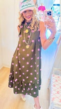 Olive and Pink Polka Dot Maxi Dress