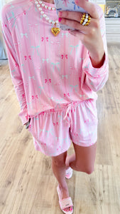 Pink Multi Bow Print Lounge Set