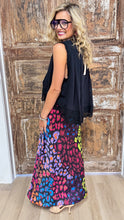 Multi Color Animal Print Satin Midi Skirt