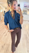 THML Denim V Neck Top
