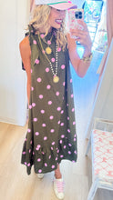Olive and Pink Polka Dot Maxi Dress