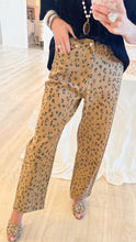 Camel Leopard Print Wide Leg Pants