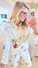 White Multi Western Embroidered Button Down Top