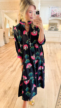 Black Floral Mix Tiered Midi Dress