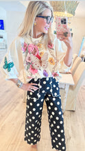 Beige Floral and Pearl Embellished Top