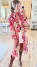 Multi Patch Work Long Kimono Coat
