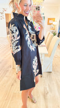 Black and Taupe Accent Embroidered Mini Dress
