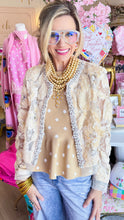 Taupe and White Polka Dot Knit Top