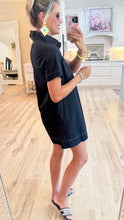Black Contrast Stitching Shirt Dress