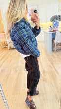 Navy Plaid Puffer Jacket