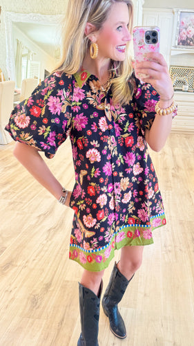Black Multi Printed Dress