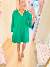 Deal of The Day Kelly Green Scallop Hem Mini Dress