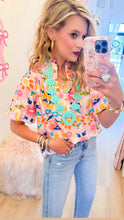 Pink Floral Mix Puff Sleeve Top