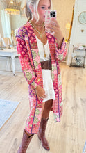 Multi Patch Work Long Kimono Coat