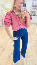 Red Gingham Puff Sleeve Top
