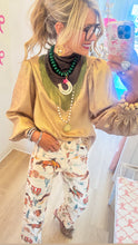 Gold Metallic Balloon Sleeve Blouse