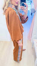 Camel Suede Contrast Stripe Set