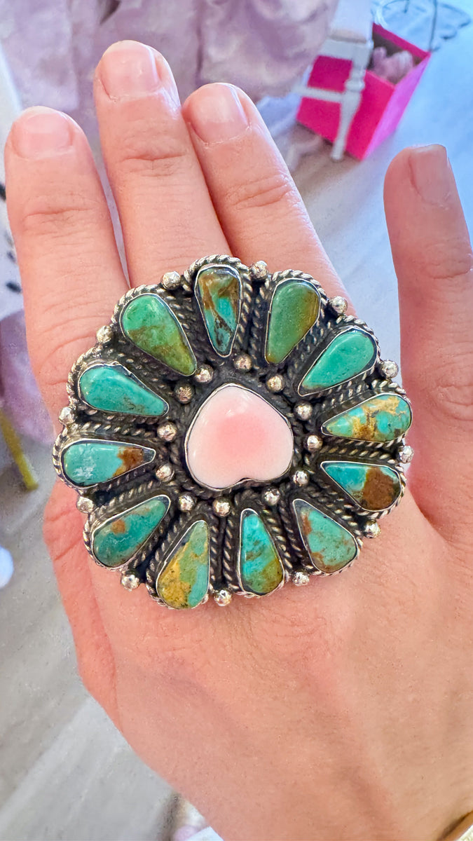 German Silver Turquoise heart Ring – Charlotte Heart Boutique