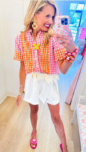 THML Pink and Orange Gingham Button Up Top