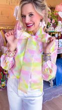 Pastel Geometric Pattern Bow Blouse