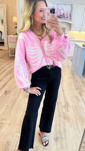 Queen of Sparkle Pink Skeleton Cardigan