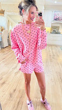 Pink and Black Polka Dot Pullover Short Set