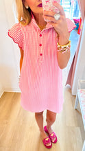 Pink Gingham Scallop Sleeve Dress