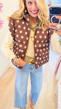Brown Polka Dot Ruffle Puffer Vest