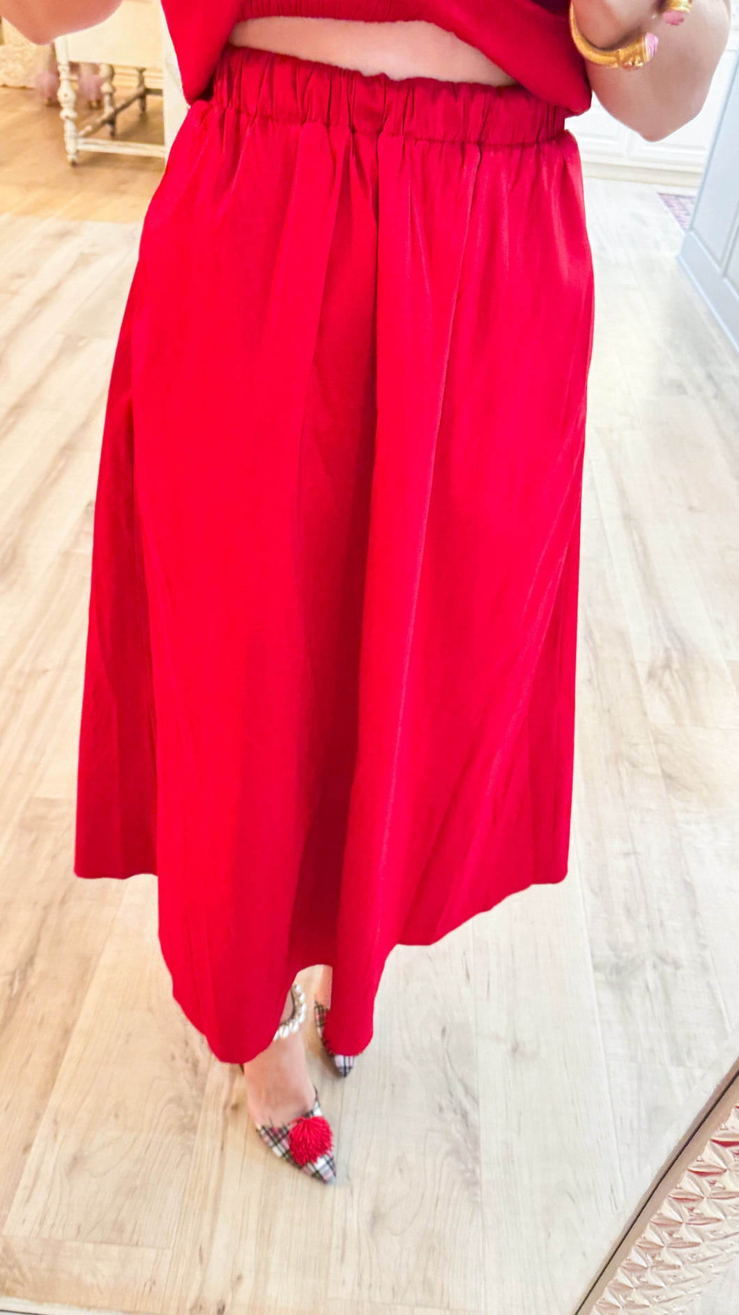 Red Midi Ball Skirt