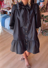 Black Metallic Bow Mini Dress