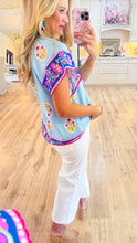 Light Blue Boho Bloom Top