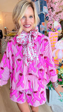 Queen of Sparkle Breast Cancer Striped Top