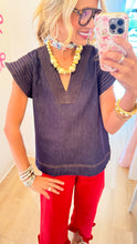 Denim Flutter Sleeve Top