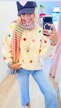 Cream and Rainbow Polka Dot Sweater