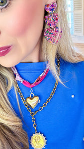 Pink Confetti Heart Earring
