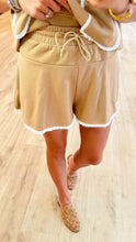 Taupe Eyelet Lace Trim Short Set