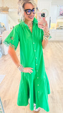 Kelly Green Flare Hem Midi Dress