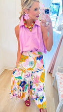 Cream Blue Blossom Tiered Maxi Skirt