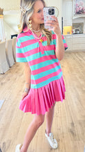 Pink and Mint Stripe Collared Mini Dress